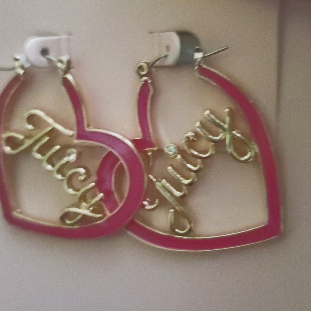 Juicy Couture Pink Heart Hoop Earrings💗 - Picture 4 of 4